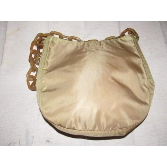 Prada Vintage Iridescent Gold Champagne Fabric With A Marbled Lucite Chain Strap - Picture 2 of 12